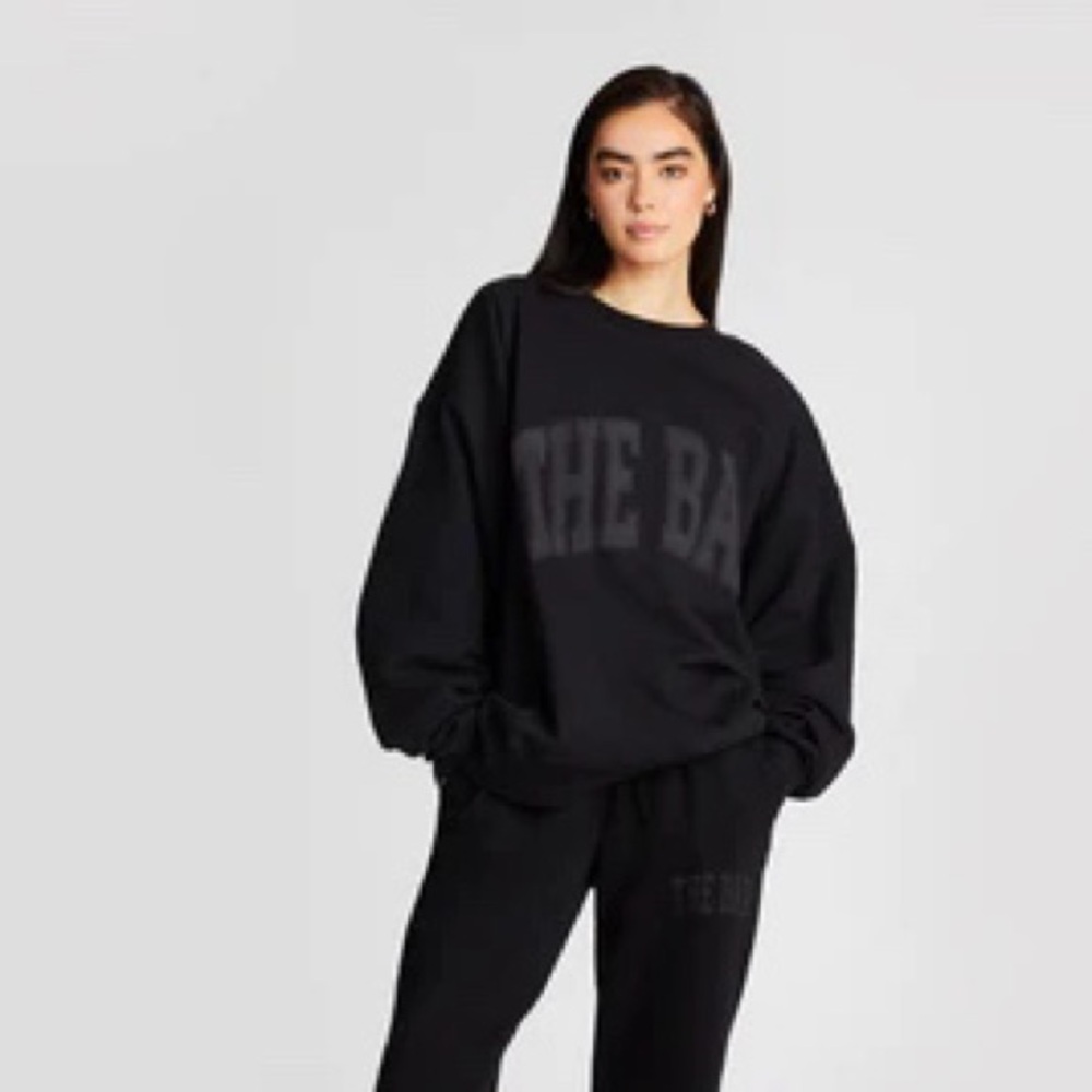 The Bar Varsity Black Boyfriend Sweatshirt Women’s  Sz L